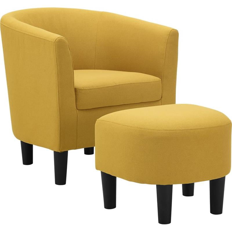LILOLA Parkins Yellow Linen Accent Chair with Ottoman - Walmart.com