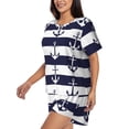 thumbnail image 2 of Kdxio Anchors Print Pajamas Sets for Women Short-Sleeved Pjs with Lounge Shorts Two Piece Sleepwear S-4XL, 2 of 8