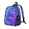 thumbnail image 2 of Purple and Blue Tie Dye Pattern Backpack for School, Cute School Bag with Adjustable Shoulder Straps and Padded Back, 13.8"x11.4"x6", 2 of 5