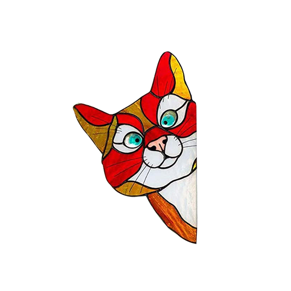 Peeking Cat Stain Glass Stickers Suncatcher Window Decorations Nihexo Cat Stained Glass Sun Catcher Kitten Window Hanging Suncatcher Home Decor Best Cat Lover Gift Funny Cat Decor for Glass Blue