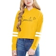 thumbnail image 2 of Girls Sweatshirt Top Print Cropped Hoodie Short Boxy Fit Pullover Teen Solid Color Letter Graphic Top For 3-14 Years(Yellow,12-13Years), 2 of 4