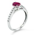 thumbnail image 3 of Gem Stone King 10K White Gold Red Created Ruby and White Lab Grown Diamond Soitaire Engagement Ring for Women (1.03 Cttw, Oval 7X5MM, Gemstone July Birthstone, Available in Size 5, 6, 7, 8, 9), 3 of 4
