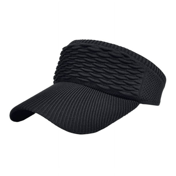 Women Sun Visor Hat for Women Knitted Hats Elastic Sports Hat Empty Top  Quick Drying Wide Brim Golf Hat, Black E321