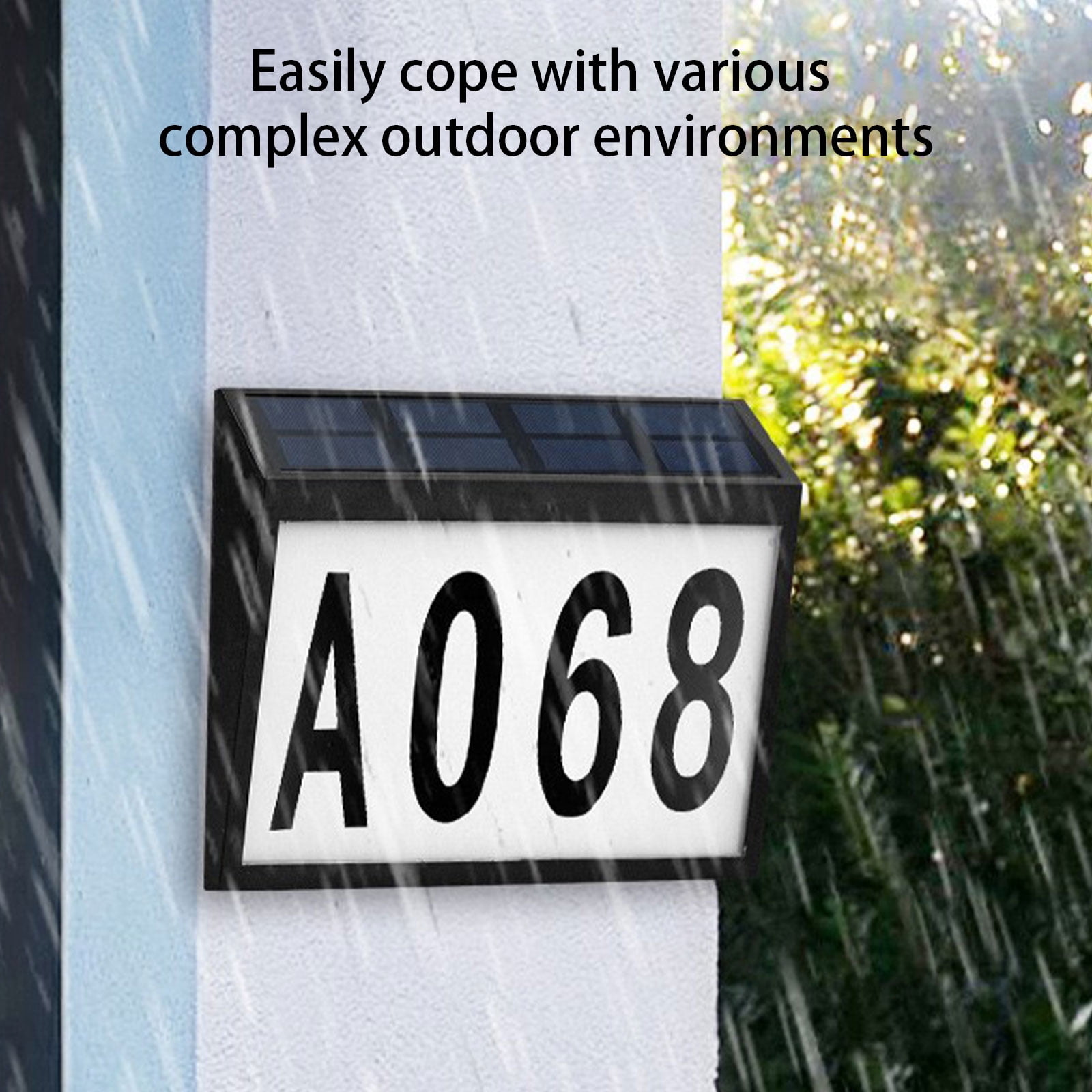 Solar Powered Address Sign Solar House Number Light Outdoor Waterproof LED Address Sign Lamp for Mailbox Street Yard