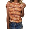 thumbnail image 2 of Drppepioner Liquidation d'Économies Offres T-Shirt à Manches Courtes pour Femmes Haut à Manches Courtes Col Rond Haut/chemise Jaune, 2 of 4