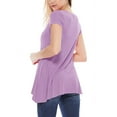 thumbnail image 3 of Women's A-Line Short Sleeve Relaxed Fit Round Neck Solid Tunic Top with Pockets, 3 of 4