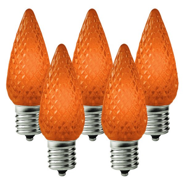 Holiday Lighting Outlet LED Faceted C9 Orange Replacement Christmas Light Bulbs for E17 Sockets