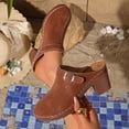 thumbnail image 3 of HomeDM Platform Chunky Clogs for Women Low Block Heels Closed Toe Slip-on Sandals Summer Vacation Slide Mules, Brown Size 7.5, 3 of 10