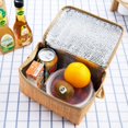 thumbnail image 2 of Portable Insulated Thermal Cooler Lunch Bag Imitation Rattan Outdoors Picnic Box, 2 of 5