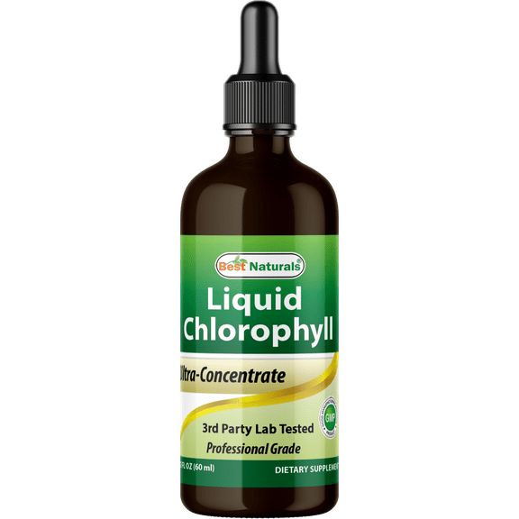 Best Naturals Liquid Chlorophyll Drops 50mg, 2 fl oz - Supports Energizing, Alkalization, Oxygenation