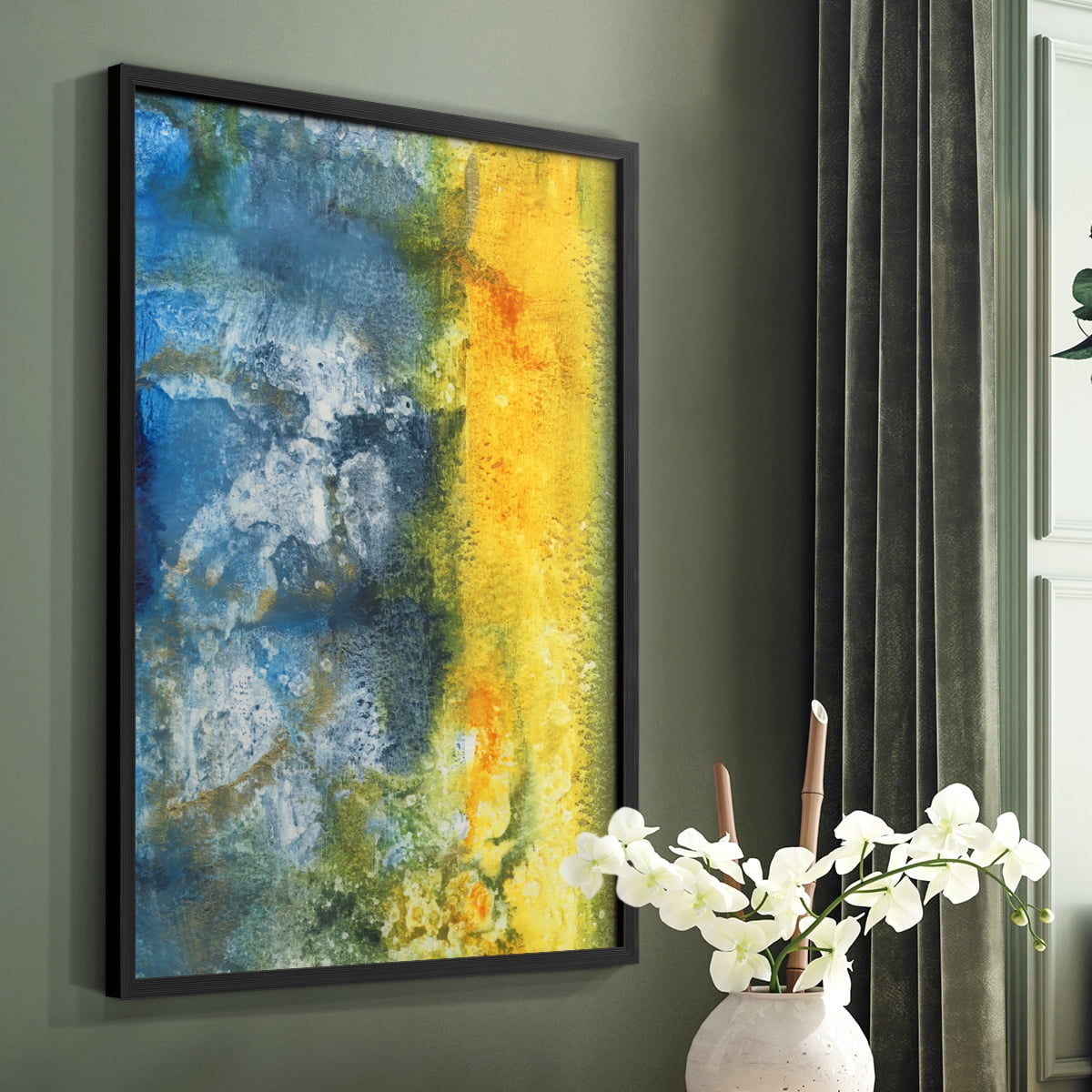 Aquatic Energy II Framed Print in Black Solid Wood Framed Print No Nail Hanging