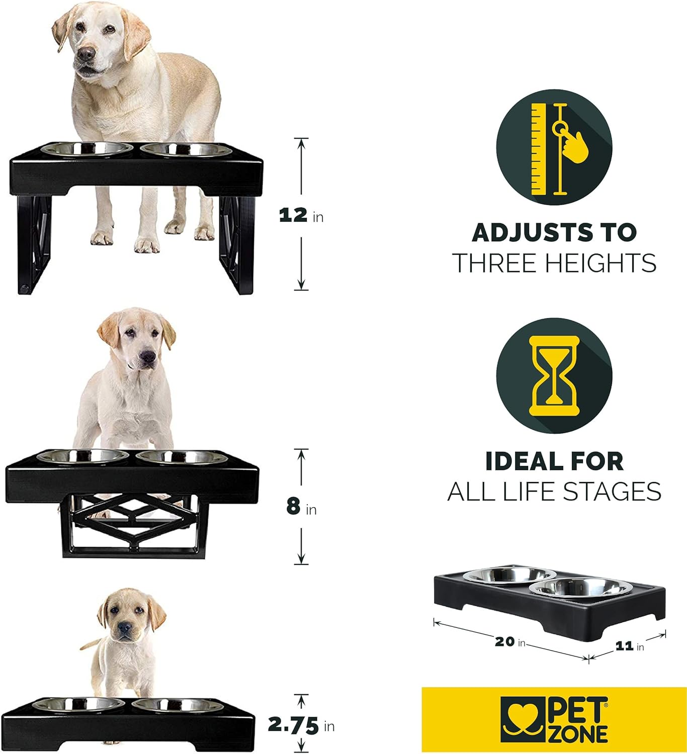 Pet Zone Designer Diner Adjustable Elevated Dog Bowls photo 3