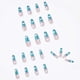 thumbnail image 2 of Ataúd Prensa en uñas Nubes Uñas postizas Uñas postizas largas Azul Diamantes de imitación de lujo Lindas uñas de cubierta completa Puntas de uñas acrílicas para mujeres y niñas-24 piezas (, 2 of 4