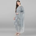 thumbnail image 4 of Janasya Indian Round Neck 3/4 Sleeve Ethnic Motifs Grey Poly Chanderi Kurta With Pant and Dupatta For Women, 4 of 8