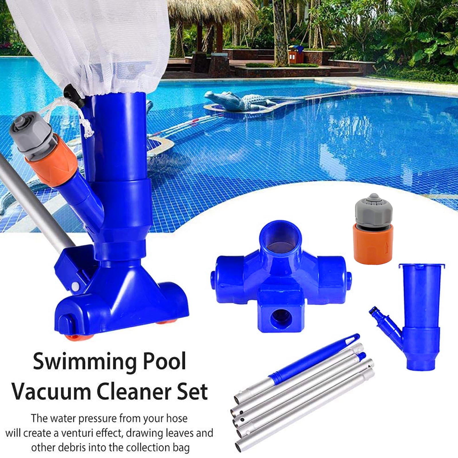 Swimming Pool /& Spa Pond Fountain Vacuum Brush Cleaner Cleaning Tool Kit New US