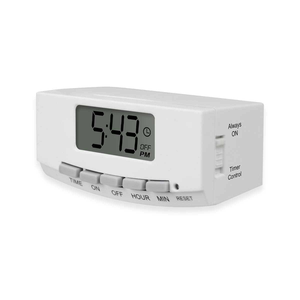 Indoor Digital Timer for Lights with LCD Display and Polarized Outlet, White, by Holiday Time