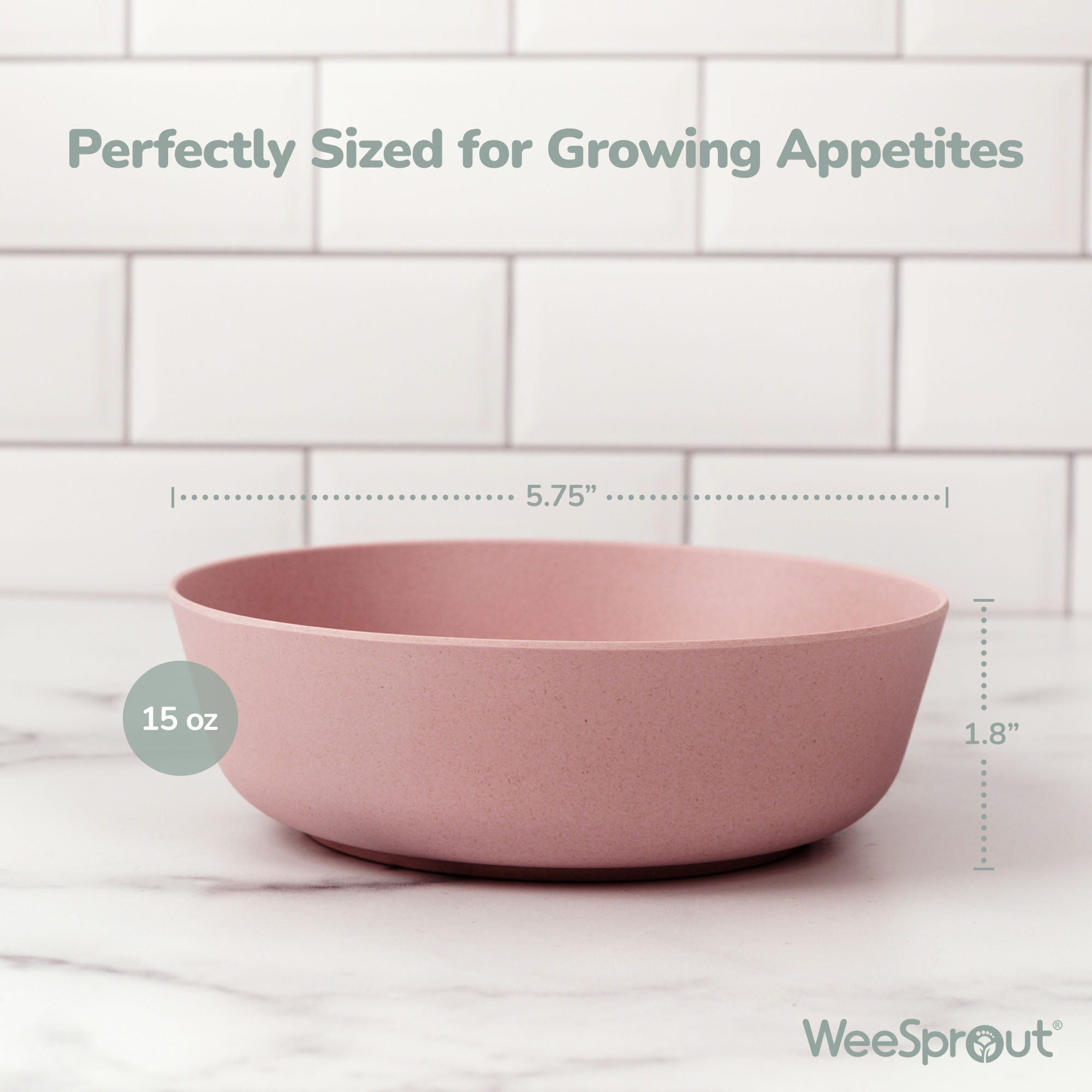 WeeSprout Bamboo Kids Bowls with Lids, Kid-Sized Dinnerware, Cereal & Snack Bowl, Set of 4
