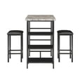 thumbnail image 2 of Weston Home Harper Counter Height Metal Table with Faux Marble Top and 2 Stools, Black, 2 of 12
