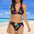 thumbnail image 4 of NICKSUN Women's Bikini Sets, Cute Print Two Piece Bathing Suits Sexy Halter Padded Bikini Swimsuits, 4 of 6