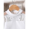thumbnail image 4 of Kids Girls Fall Outfits Sequins Stars Moon Mesh Patchwork Ribbed Long Sleeve T-Shirts Plaid Skirts Beret Cap 3Pcs Set, 4 of 9