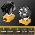 thumbnail image 4 of Azocek LED Work Light Compatible with Dewalt 20V Battery, 40W 6000LM Flashlight, 20V Battery Cordless Work Light 120°Adjustable with Low Voltage Protection for Outdoors and Job Site Lighting, 4 of 9