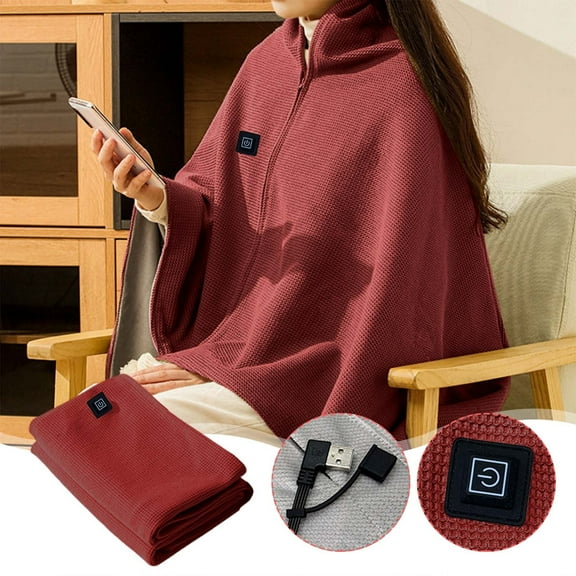 Eolstice Wearable USB Heated Throw Blanket, Zippered Closure, Three Heating Settings with Washable Fabric for Home Lounging, Car Trips, and Travel Warmth