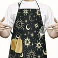 thumbnail image 2 of Black Gothic Sun Moon Star Pattern Apron-Garden Aprons for Women with Pockets-Cotton Linen Waterproof Kitchen Cooking Gardening Aprons Adjustable for Kitchen,Cooking,BBQ and Salon 33x27 Inch, 2 of 7