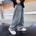 thumbnail image 4 of kpoplk Boys Baggy Jeans for Kids Teen Casual Straight Wide Leg Cargo Jeans Y2K Loose Elastic Waist Denim Pants Trousers with Pockets(Blue,7-8 Y), 4 of 9
