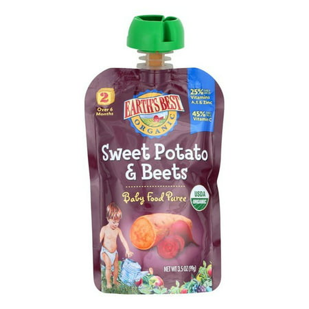 Earth's Best Organic Sweet Potato And Beets Baby Food Puree - Stage 2 - Pack of 12 - 3.5