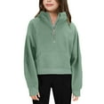 thumbnail image 1 of Chandail en Molleton pour Fille en Liquidation, Manches Longues, Col Rond, Vert 130, 1 of 3