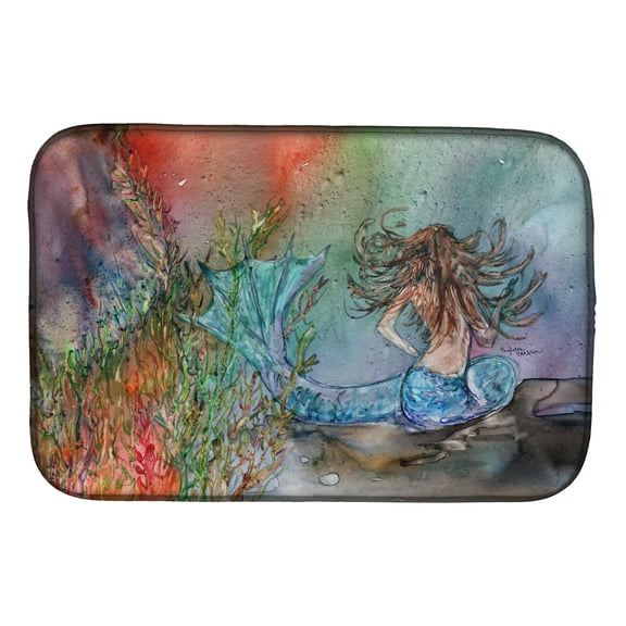 Brunette Mermaid Water Fantasy Dish Drying Mat