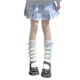 thumbnail image 3 of Faithtur Women Leg Warmer, Bowknot Elastic Soft Warm Winter Cosplay Footless Long Boot Socks, 3 of 4