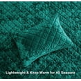 thumbnail image 5 of Chezmoi Collection Lux Emerald Green Velvet Quilt King Set, 3-Piece Lush Plush Distressed Velvet Bedding All Season Lightweight Bedspread Brushed Microfiber Reverse with Diamond Stitch Quilting, 5 of 9