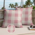 thumbnail image 3 of Pink Farmhouse Outdoor Pillow Covers 18x18 Set of 2,Waterproof Patio Throw Pillowcase Protectors,Buffalo Plaid Check Lattice Geometric Decorative Pillow Shams Cushion Covers for Seat Bed Couch Sofa, 3 of 8