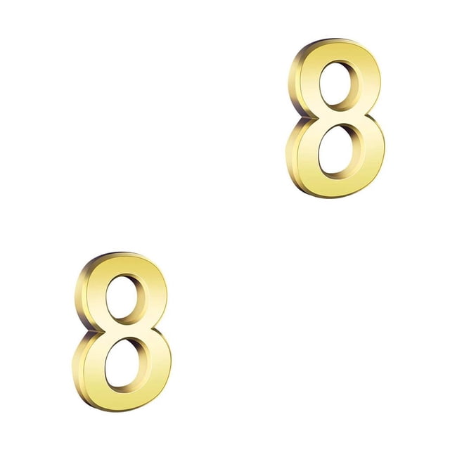 Yuarrent Números de casa dorados Signos numéricos domésticos Marca de número Accesorio de marcado para Hotel Casa Apartamento Número 2 Numero 8 2piezas Yuarrent CBP207957