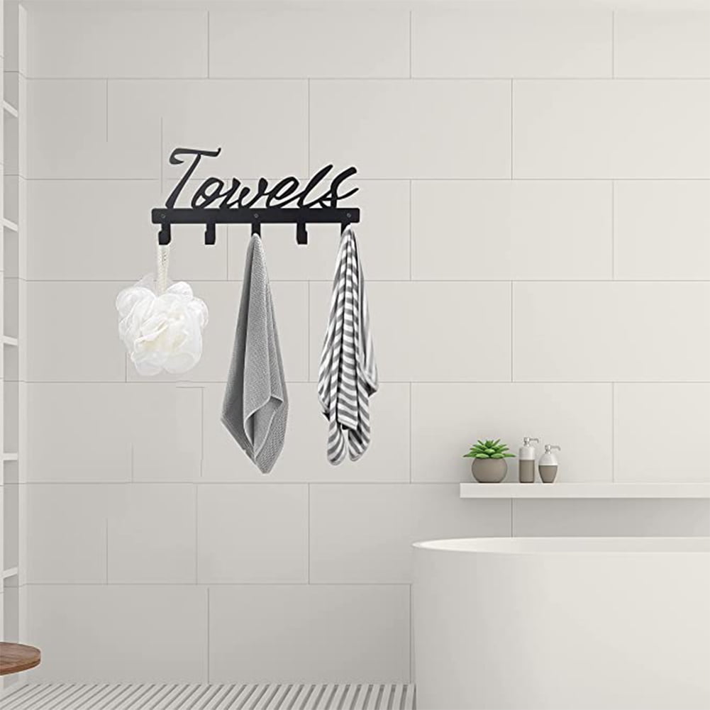 Kepooman Bath Accessories Premium Shower Towel Rack with 5 Hook Rustproof & Waterproof for Bathroom, Bathroom Towel Bar, Towel Holder Wall Mounted, Black Kepooman Bath Accessories Premium Shower Towel Rack with 5 Hook Rustproof & Waterproof for Bathroom, Bathroom Towel Bar, Towel Holder Wall Mounted, Black