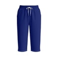 thumbnail image 4 of SBYOJLPB Women's Capris Pants Elastic Waist Drawstring Loose Casual Cropped Trousers with Pockets, 4 of 9