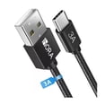 thumbnail image 1 of Cable USB 1Hora  1.50 metros, Entrada Tipo A y Salida Tipo C, Carga Rápida 3A, Nailon Reforzado; Negro, 1 of 3