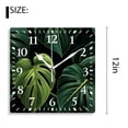 thumbnail image 2 of 12 Inch Wall Clock Battery Operated Silent Clock Decorative for Office, Kitchen, Outdoor, Living Room，Green Palm Leaves on Black Beautiful, 2 of 4