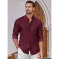 thumbnail image 6 of Youclos Men's Long Sleeve Formal Business Stretch Shirts Mandarin Collar Casual Dress Shirt, 6 of 8