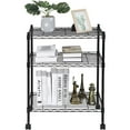 thumbnail image 6 of 3-Tier Adjustable Shelving Unit, -Grade Steel Wire Shelving Rack with 3" Wheels, Heavy Duty Storage Chrome Shelves for Garage, Kitchen, Living Room, 24" W x 14" D x 32.75" H, Black, 6 of 8