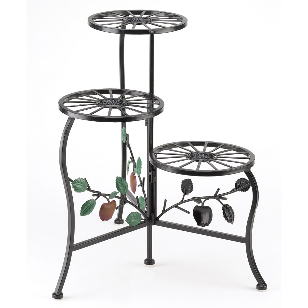 Office Plant Stand, Decorative Wrought Iron 3 Tier Plant Stand Black
