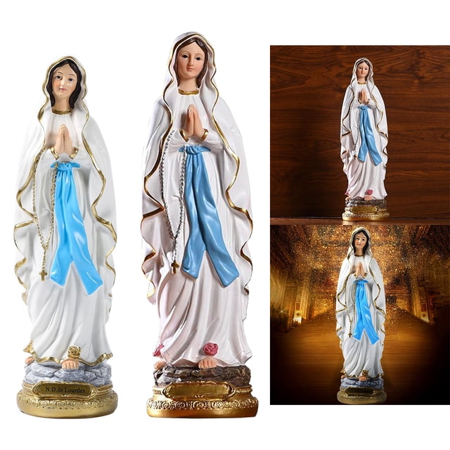 2 Piezas Escultura Católica Romana Estatua de Resina Decorativa de María Baoblaze