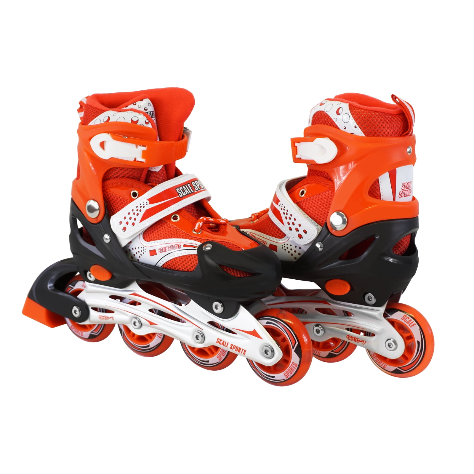 Size 58 Adjustable Kids Light Up Inline Skates Red