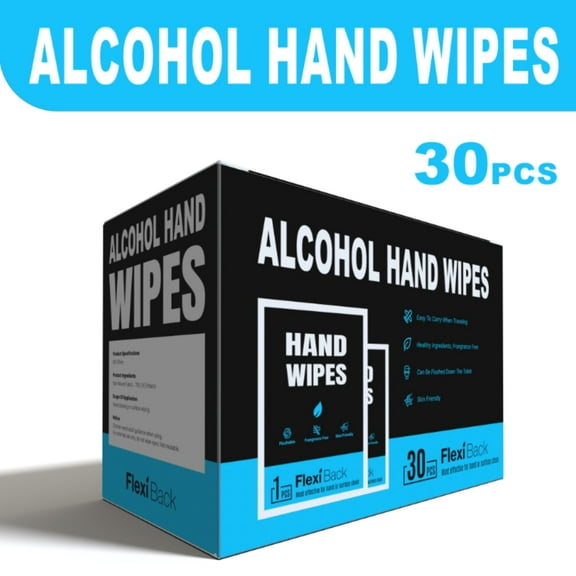 30 Count Individually Wrapped Wipes - Multipurpose Cleaning for Hands & Surfaces, Ideal for Work, School & Travel Essentials