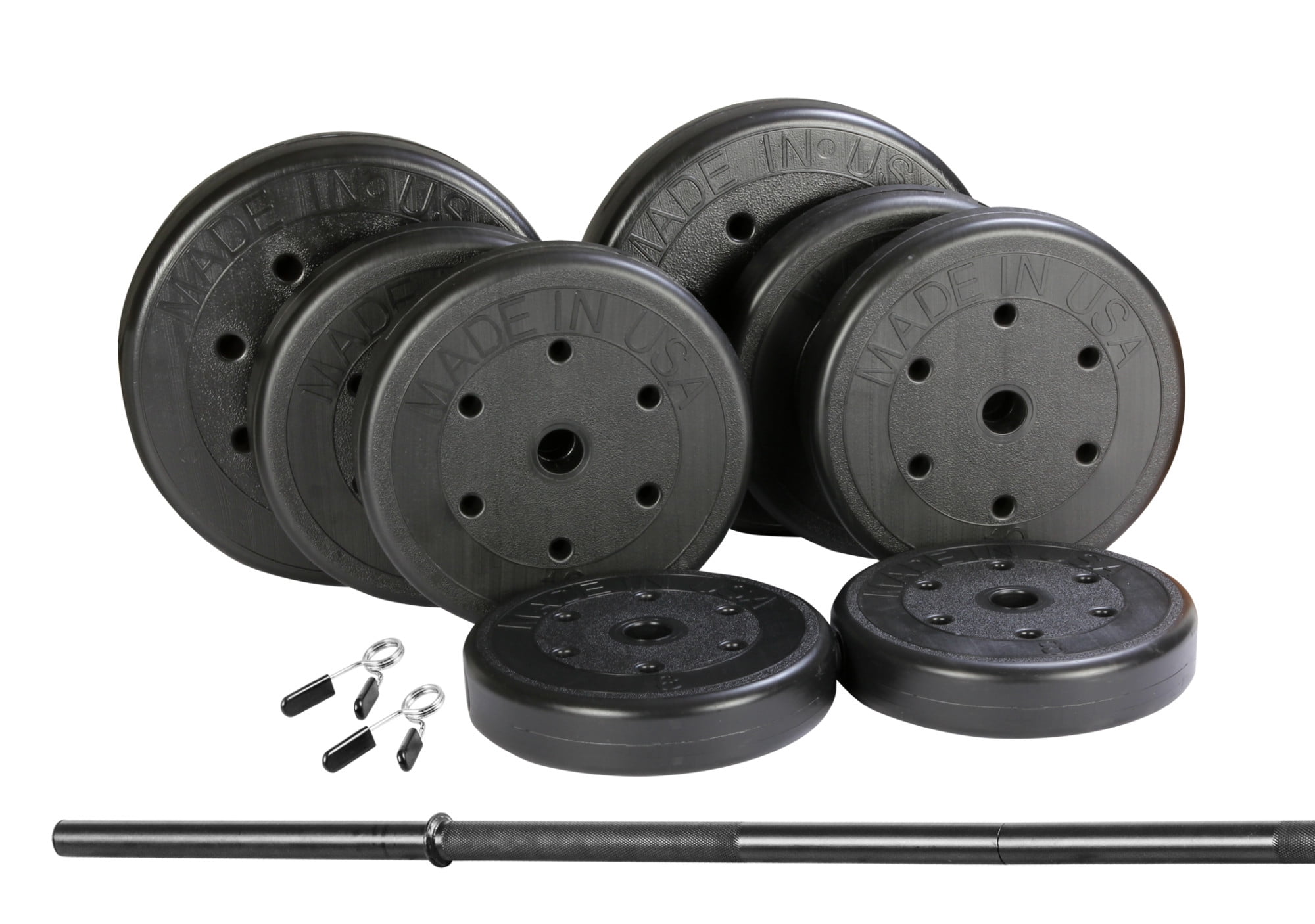 US Weight NEW 100 lb. Traditional Barbell Weight Set with New Upgraded ...