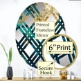 thumbnail image 3 of Designart "Liquid Magic in Teal and Gold I" Abstract Plaid Round Wall Mirror - Abstract Oval Printed Decorative Mirror - Multiple Color Options, 3 of 5