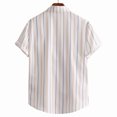 thumbnail image 4 of Camisa Hombre Camisa informal de solapa suelta para hombre, camisa a rayas de manga corta con botones, Top de verano hawaiano de playa de (White, M), 4 of 7