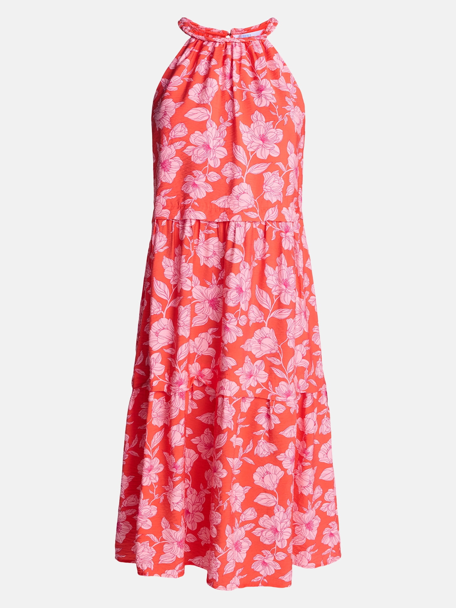 Time and Tru Women's Braided Halter Midi Dress, Sizes XS-XXXL