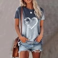 thumbnail image 3 of Camiseta de manga corta con cuello redondo y estampado de corazón y mariposa para mujer, ropa informal de primavera y verano, ropa de gran tamaño a la moda, 3 of 5